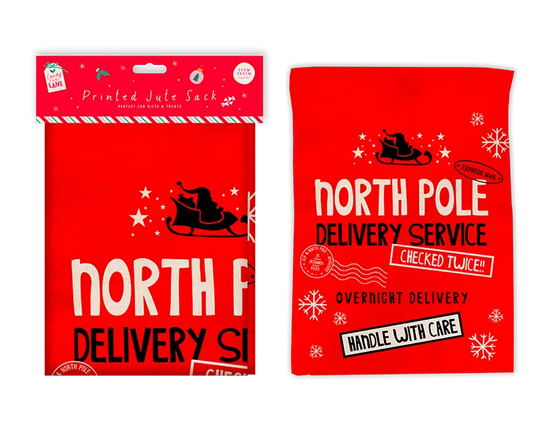 Santa Sack Jute North Pole Delivery 69x50cm