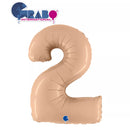 Satin nude 40-inch number 2 foil balloon by Grabo, designed for celebrations and party decorations.