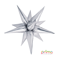 Prima Foil Balloon Silver Starburst 40"