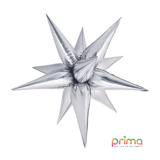 Prima Foil Balloon Silver Starburst 40"