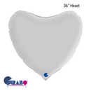 Grabo Foil Balloon Satin White Heart 36"