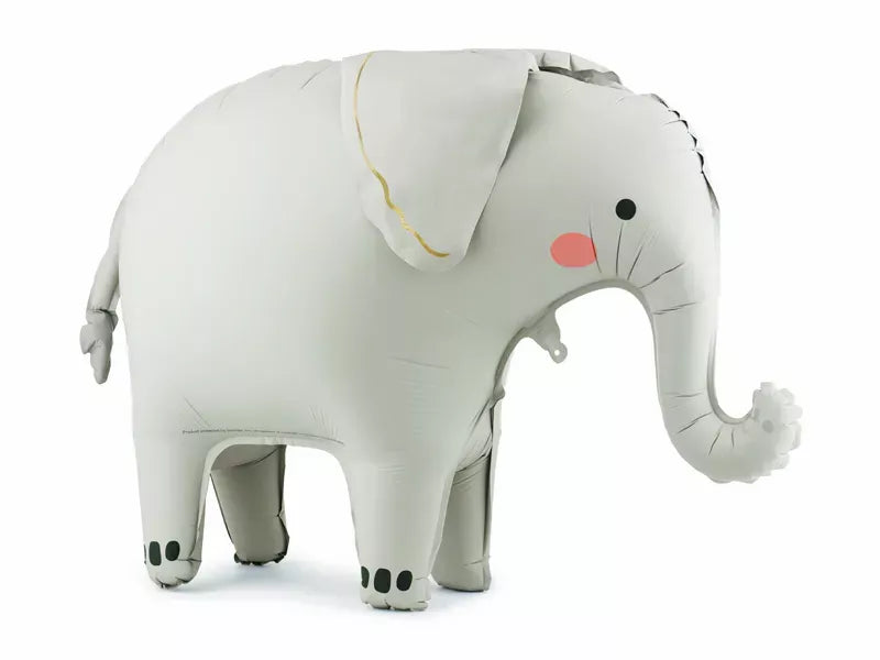 PartyDeco 35-inch standing elephant foil balloon, air-fill decorative foil balloon for parties and celebrations.