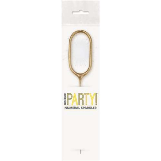 Unique Party Candle Sparkler Number 0 Gold 7