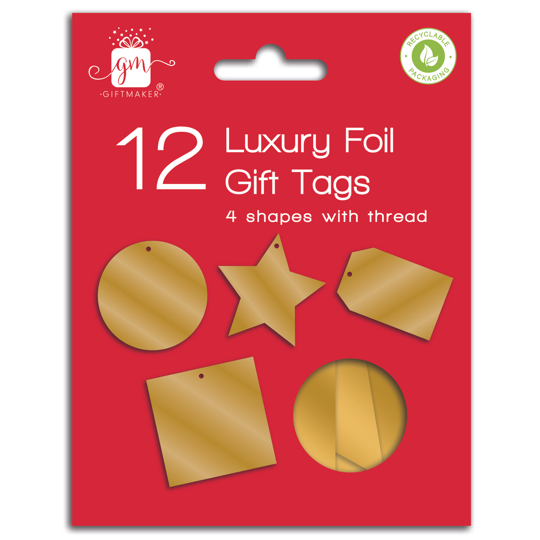 IG Design Group 12 Pack Gift Tags Foiled Gold