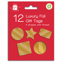 IG Design Group 12 Pack Gift Tags Foiled Gold