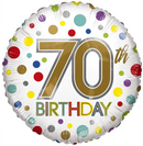 APAC Foil Balloon Eco Rainbow Dots Age 70 18"