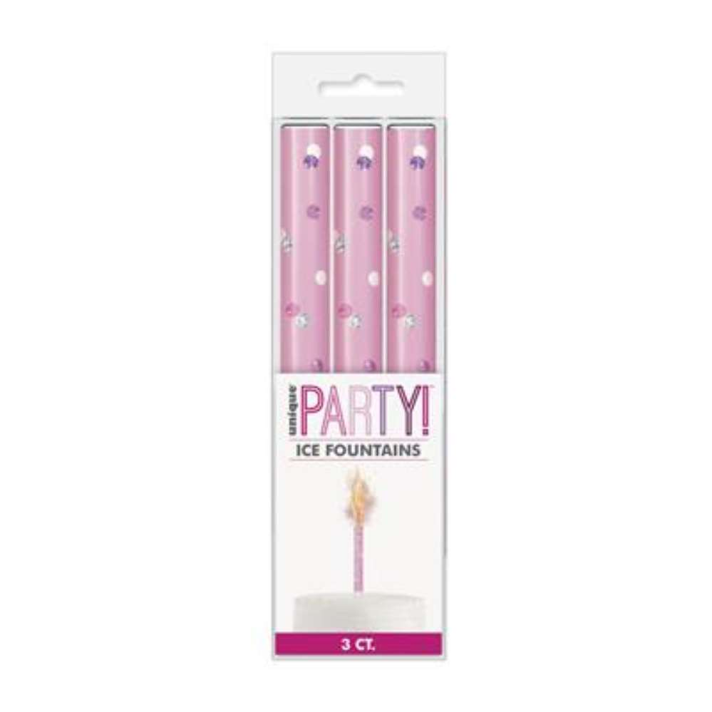 Unique 3 Pack Ice Fountain Pink Glitz Birthday 6