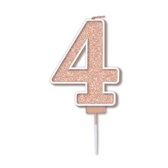 Oaktree Party Candle Number 4 Rose Gold 7.5cm