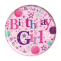 Birthday Girl Pink Jumbo Badge 150mm