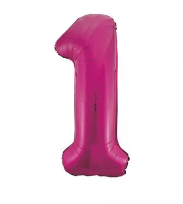 Unique Foil Balloon Pink Glitz 34" Number 1