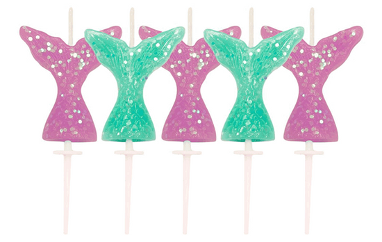 Candles Mermaid Glitter 3cm 5pk