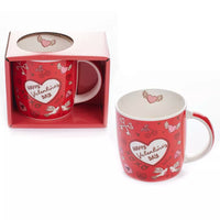 Tiger Feet Valentine's Day mug featuring a playful tiger design, ceramic mug with colorful Valentine's Day graphics.