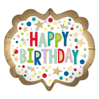 Anagram Foil Balloon Satin Gold Marquee Dots 25"