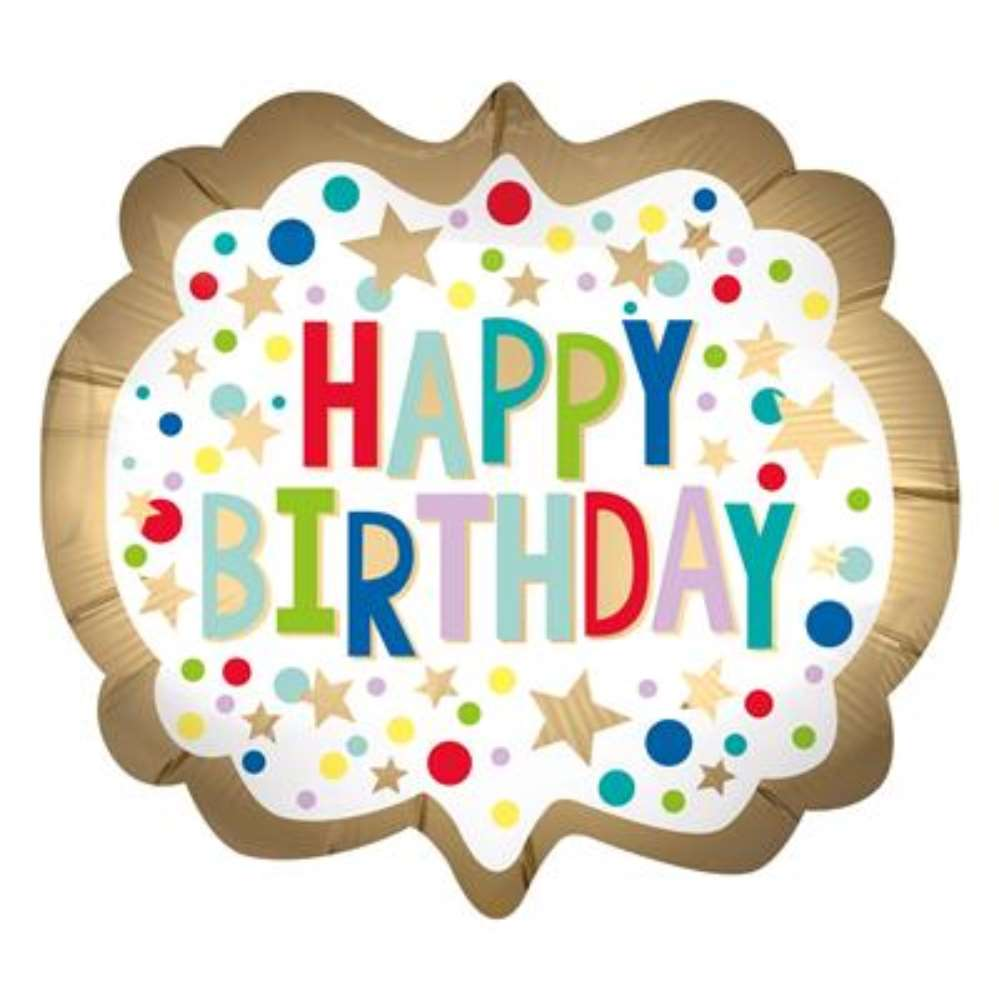 Anagram Foil Balloon Satin Gold Marquee Dots 25"