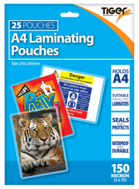 Laminating Pouches 150M A4 25pk