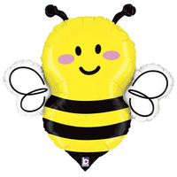 Grabo Smiling Bee 34-inch foil balloon with bright yellow and black bee design, perfect for party decorations