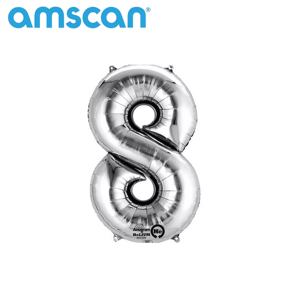 Anagram Foil Balloon Silver 16" Number 8
