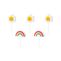 PartyDeco 5 Pack Party Candle Daisy & Rainbow