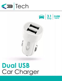 Vibe Centre dual USB car charger plugged into a vehicle's cigarette lighter socket, compact electronics accessory for charging devices.
