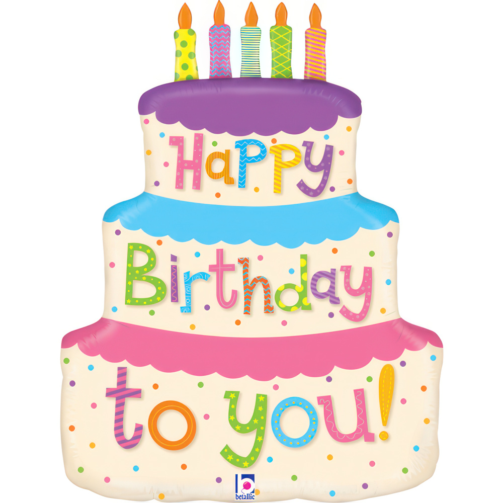 Grabo Foil Balloon Girly Birthday Cake 23"