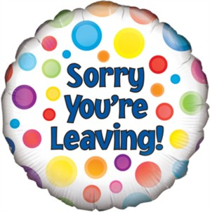 18" Sorry You're Leaving Dotty Foil Balloon