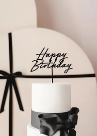 Happy Birthday Black Acrylic Cake Topper 16.5cm