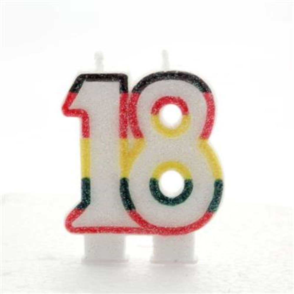 APAC Party Candle Age 18 Glitter Multicoloured