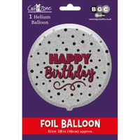 Foil Balloon 18" Round Happy Birthday Dots