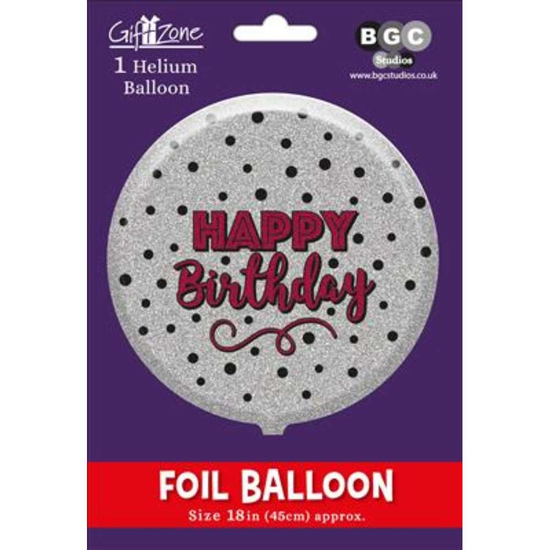 Foil Balloon 18" Round Happy Birthday Dots