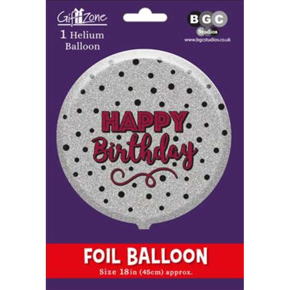 Foil Balloon 18" Round Happy Birthday Dots
