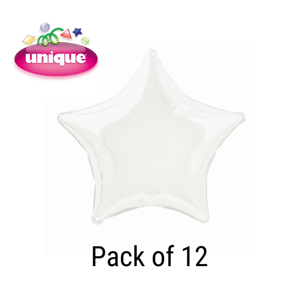 Unique 12 Pack Foil Balloon White Star 20