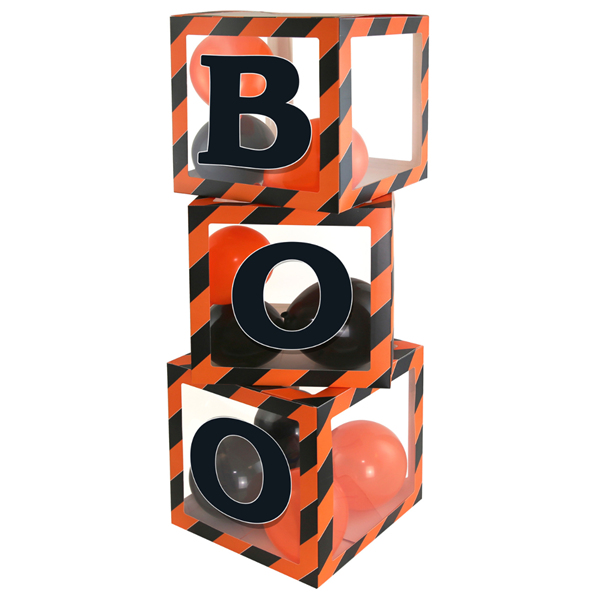 Halloween Orange & Black Boo Balloon Boxes