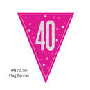 Unique Flag Banner Pink Glitz Age 40 9ft