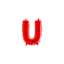 Red Grabo foil balloon in the shape of the letter U, 14 inches tall, with shiny metallic surface and printed brand logo.