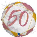 50th Birthday Rose Gold Marble 18" Foil Balloon