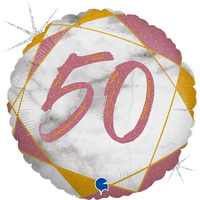 50th Birthday Rose Gold Marble 18" Foil Balloon