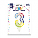 Eurowrap Party Candle Number 3 Glitter Rainbow