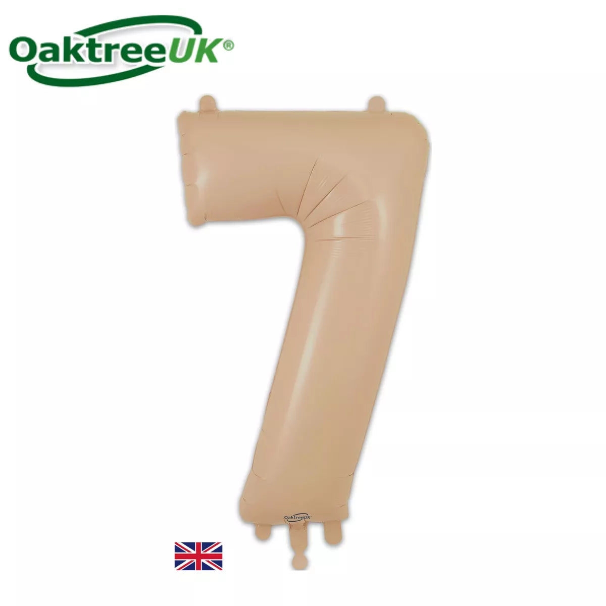 Oaktree matte nude foil number 7 balloon, 34 inches tall, designed for celebrations and party decorations.