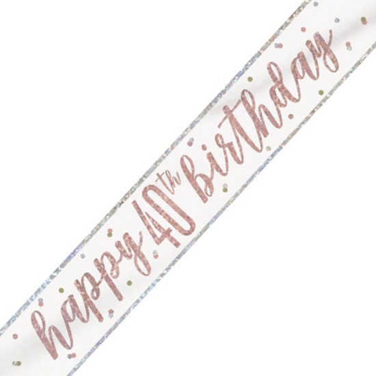 Unique Banner Rose Gold Glitz Age 40 9ft