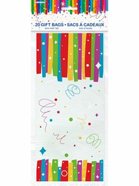 Unique 20 Pack Cello Bags Rainbow Ribbons