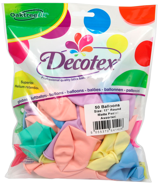 Decotex Pro Matte Pastel Assorted 11" Latex 50pk