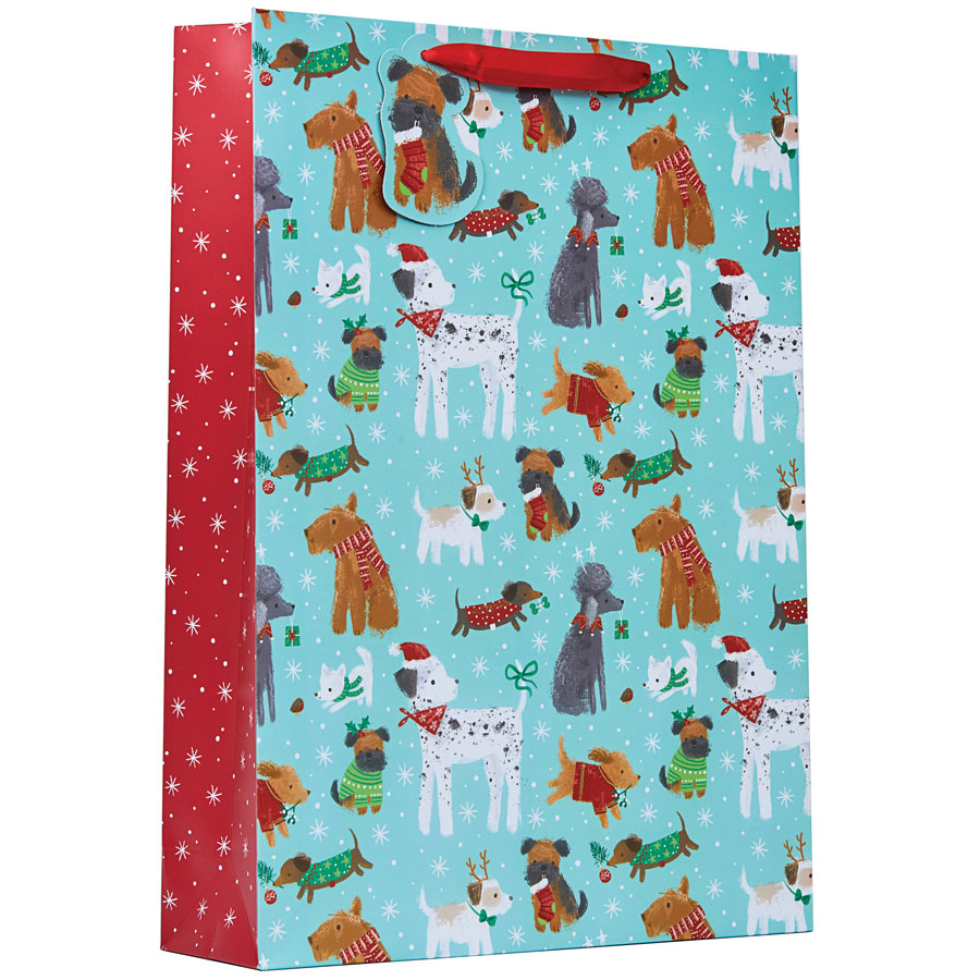 Gift Bags Christmas Pups Extra Large 6pk