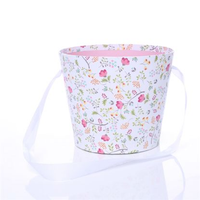 Floral Pot W/Handle Vintage Flowers 16cm