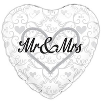 Heart Shaped Mr & Mrs 18" Foil Balloon