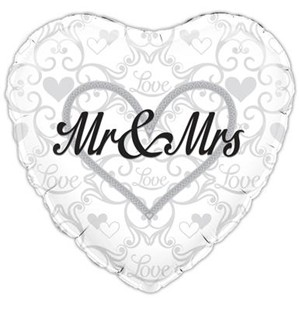 Heart Shaped Mr & Mrs 18" Foil Balloon