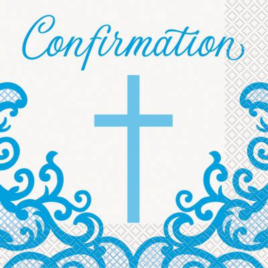 Blue Cross Confirmation Luncheon Napkins 16pk