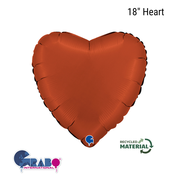 Grabo Foil Balloon Satin Brick Red Heart 18"