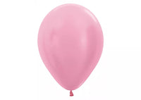 Sempertex 12-pack pearl pink latex balloons, 12-inch decorative balloons for celebrations and events.