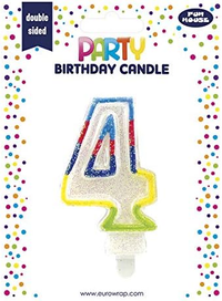 Eurowrap Party Candle Number 4 Glitter Rainbow