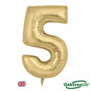 Oaktree gold foil number 5 balloon, 34-inch size, shiny silk finish, designed for celebrations and decorative events.